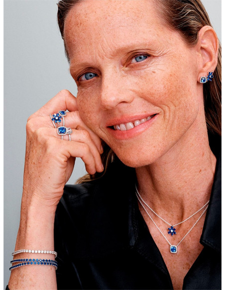 ANILLO PANADORA HALO AZUL CUADRADO BRILLANTE 193555C01