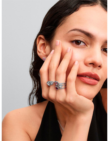 ANILLO PANDORA CORAZÓN ROSA ELEVADO 198421C03