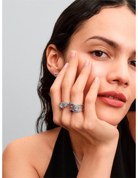 ANILLO PANDORA CORAZÓN ROSA ELEVADO 198421C03