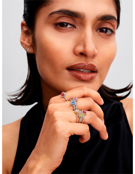 ANILLO PANDORA CORAZÓN ROSA ELEVADO 198421C03