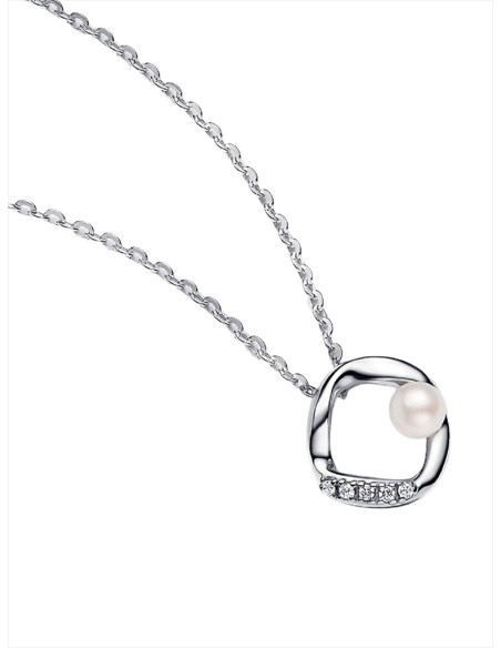 COLLAR PANDORA CÍCRULO FORMA ORGÁNICA  EN PAVÉ Y PERLA CULTIVADA DE AGUA DULCE 393303C01
