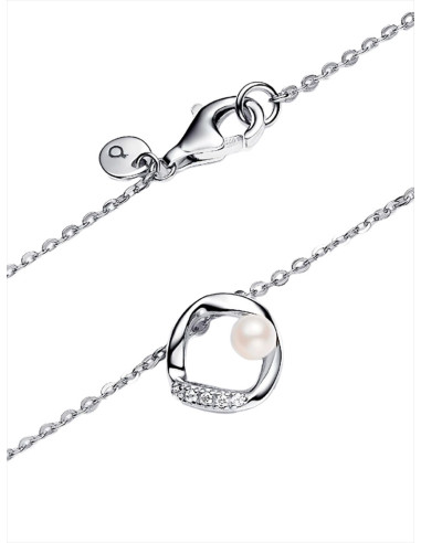 COLLAR PANDORA CÍCRULO FORMA ORGÁNICA  EN PAVÉ Y PERLA CULTIVADA DE AGUA DULCE 393303C01