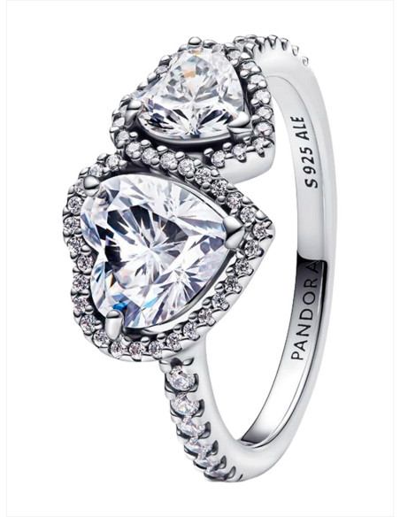 ANILLO PANDORA CORAZONES HALO BRILLANTE 193659C01