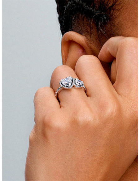 ANILLO PANDORA CORAZONES HALO BRILLANTE 193659C01