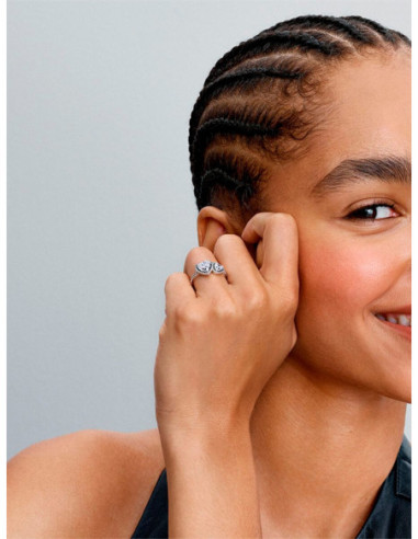 ANILLO PANDORA CORAZONES HALO BRILLANTE 193659C01