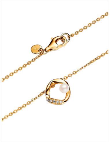 COLLAR PANDORA CÍCRULO FORMA ORGÁNICA  EN PAVÉ Y PERLA CULTIVADA DE AGUA DULCE 363303C01