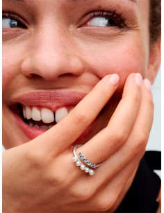 ANILLO ABIERTO PANDORA PERLAS CULTIVADAS DE AGUA DULCE Y PAVÉ 193145C01-52 2