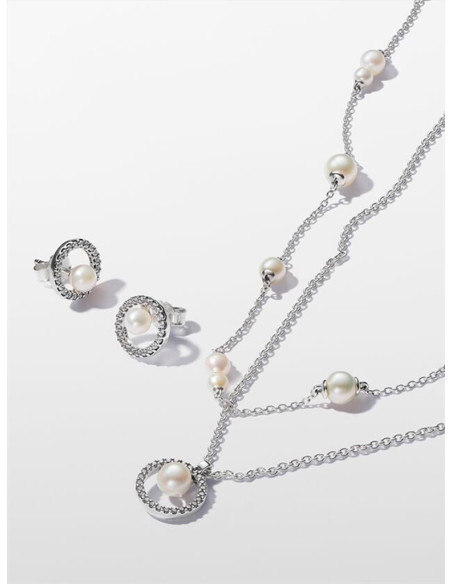 COLLAR PANDORA PERLA CULTIVADA Y PAVÉ 393165C01-45