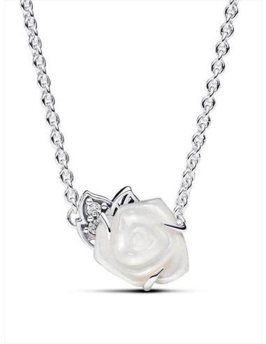 COLLAR PANDORA ROSA BLANCA FLORECIENDO 393206C01-45