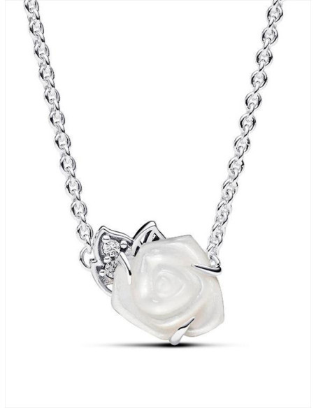 COLLAR PANDORA ROSA BLANCA FLORECIENDO 393206C01-45