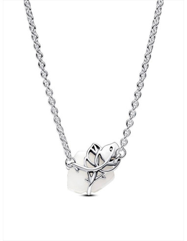 COLLAR PANDORA ROSA BLANCA FLORECIENDO 393206C01-45