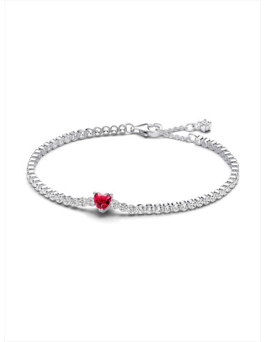 PULSERA PANDORA TENIS CORAZÓN BRILLANTE ROJO 590041C02