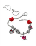 CHARM COLGANTE PANDORA CRISTAL DE MURANO CORAZÓN ROJO Y FLECHA 793085C01