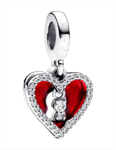 CHARM COLGANTE PANDORA DOBLE CORAZÓN ROJO Y CERRADURA 793119C01