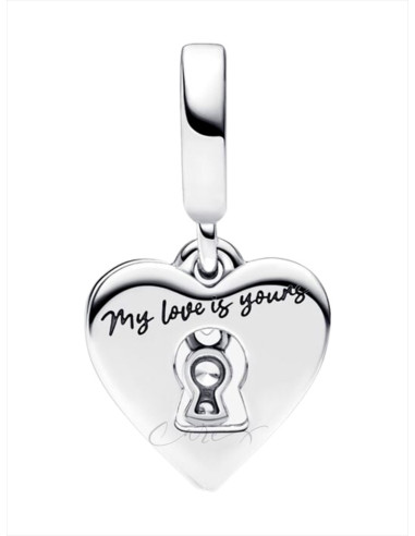 CHARM COLGANTE PANDORA DOBLE CORAZÓN ROJO Y CERRADURA 793119C01
