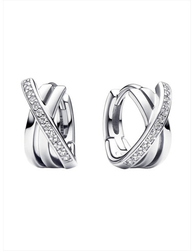 PENDIENTES DE ARO PANDORA PAVÉ CRUZADO 293150C01