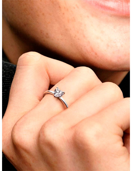 ANILLO PANDORA SOLITARIO CORAZÓN BRILLANTE 191165C01
