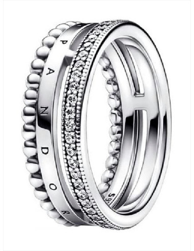ANILLO PANDORA SIGNATURE LOGO PAVÉ Y CUENTAS 192312C01-52