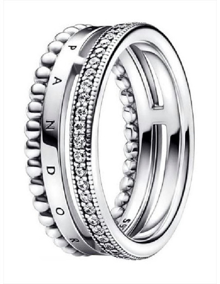 ANILLO PANDORA SIGNATURE LOGO PAVÉ Y CUENTAS 192312C01-52