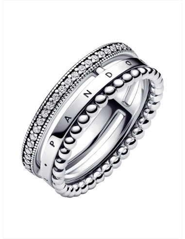 ANILLO PANDORA SIGNATURE LOGO PAVÉ Y CUENTAS 192312C01-52