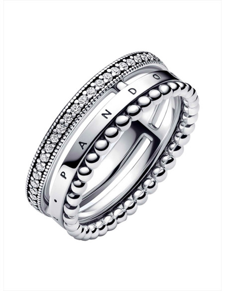 ANILLO PANDORA SIGNATURE LOGO PAVÉ Y CUENTAS 192312C01-52
