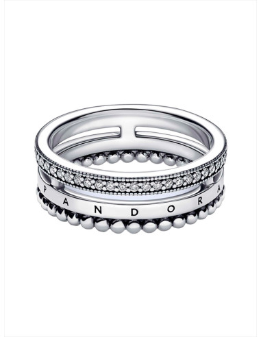 ANILLO PANDORA SIGNATURE LOGO PAVÉ Y CUENTAS 192312C01-52