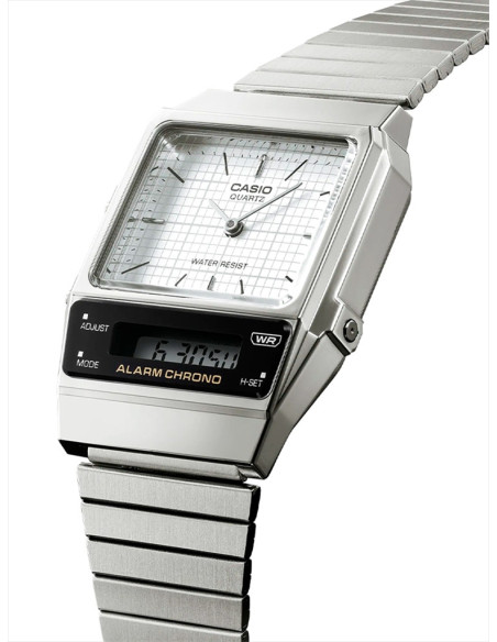 RELOJ UNISEX CASIO VINTAGE EDGY AQ-800E-7AEF PLATEADO