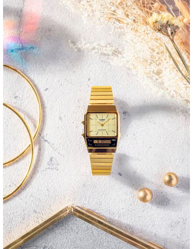 RELOJ UNISEX CASIO VINTAGE EDGY AQ-800EG-9AEF DORADO