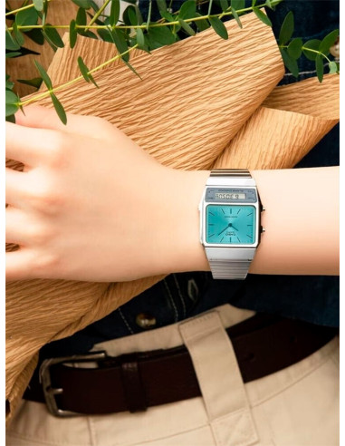 RELOJ UNISEX CASIO VINTAGE EDGY AQ-800EC-2AEF PLATEADO
