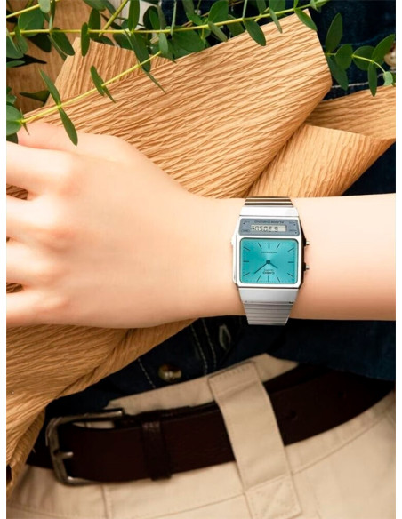 RELOJ UNISEX CASIO VINTAGE EDGY AQ-800EC-2AEF PLATEADO