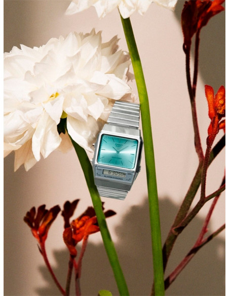 RELOJ UNISEX CASIO VINTAGE EDGY AQ-800EC-2AEF PLATEADO
