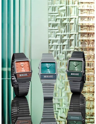 RELOJ UNISEX CASIO VINTAGE EDGY AQ-800EC-2AEF PLATEADO