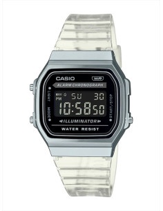 RELOJ UNISEX CASIO VINTAGE A168XES-1BEF PLATEADO TRANSPARENTE