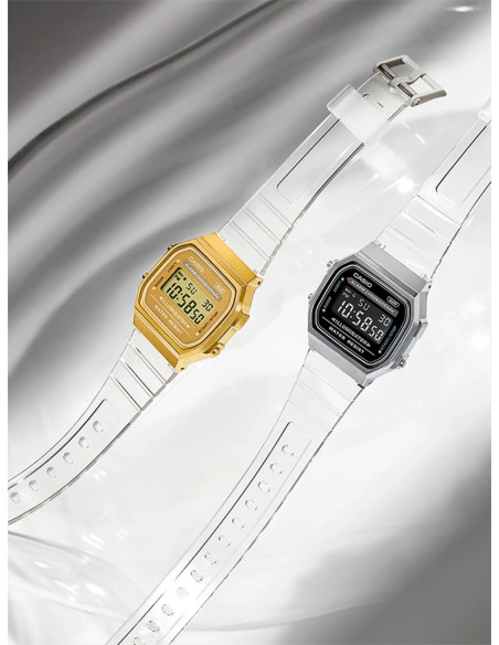 RELOJ UNISEX CASIO VINTAGE A168XES-1BEF PLATEADO TRANSPARENTE