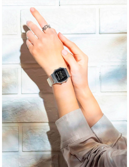 RELOJ UNISEX CASIO VINTAGE A168XES-1BEF PLATEADO TRANSPARENTE