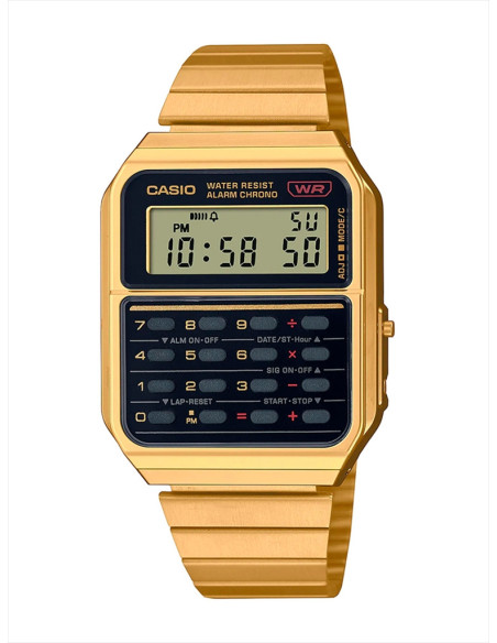 RELOJ UNISEX CASIO VINATGE CALCULADORA CA-500WEG-1AEF DORADO