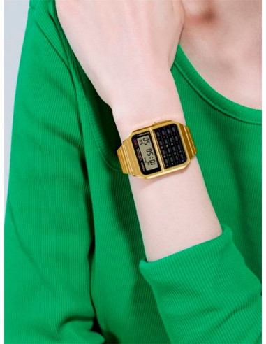 RELOJ UNISEX CASIO VINATGE CALCULADORA CA-500WEG-1AEF DORADO